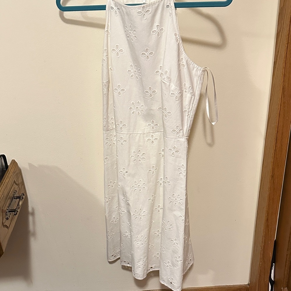 LOFT White Backless Eyelet Dress